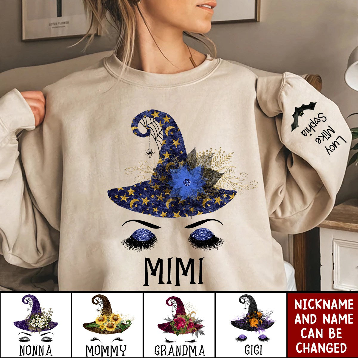 Personalized Halloween Grandma witch hat Sweatshirt