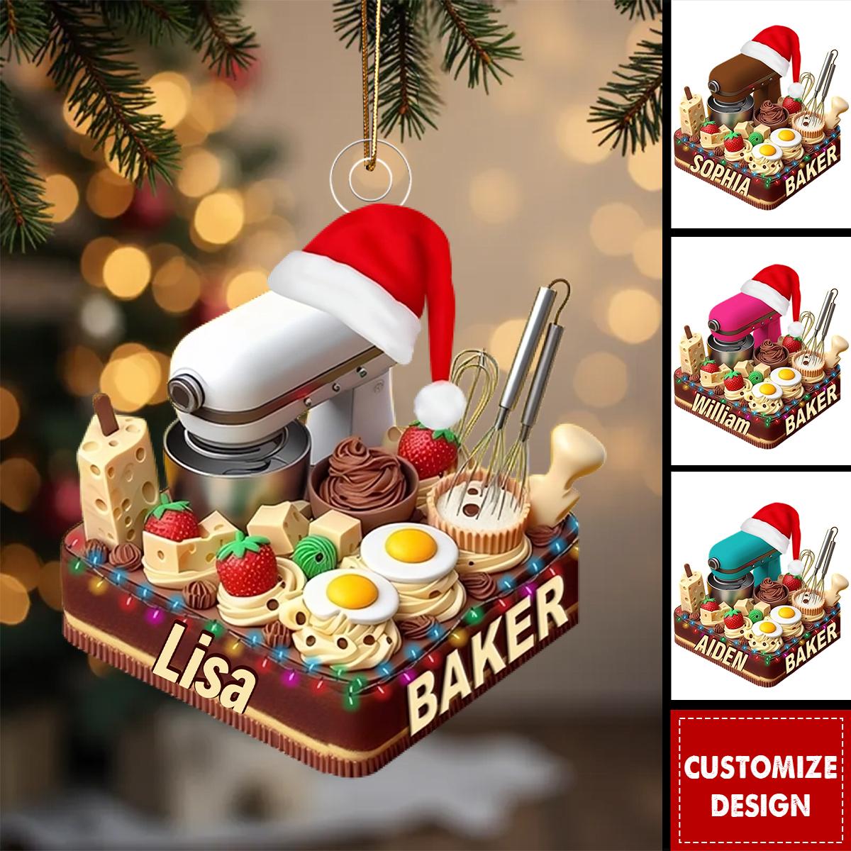 Making Cake Christmas Ornament, Personalized Acrylic Ornament