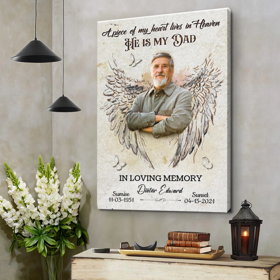 A Piece Of My Heart Personalized LoverIn Loving Memory Memorial Photo Canvas Poster