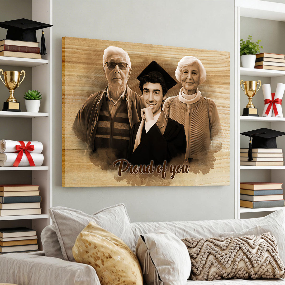 Graduation Memorial Gift – Personalized Canvas Wall Art Portrait for High School or University Graduate | Gift for Grandson, Granddaughter, or Loved One