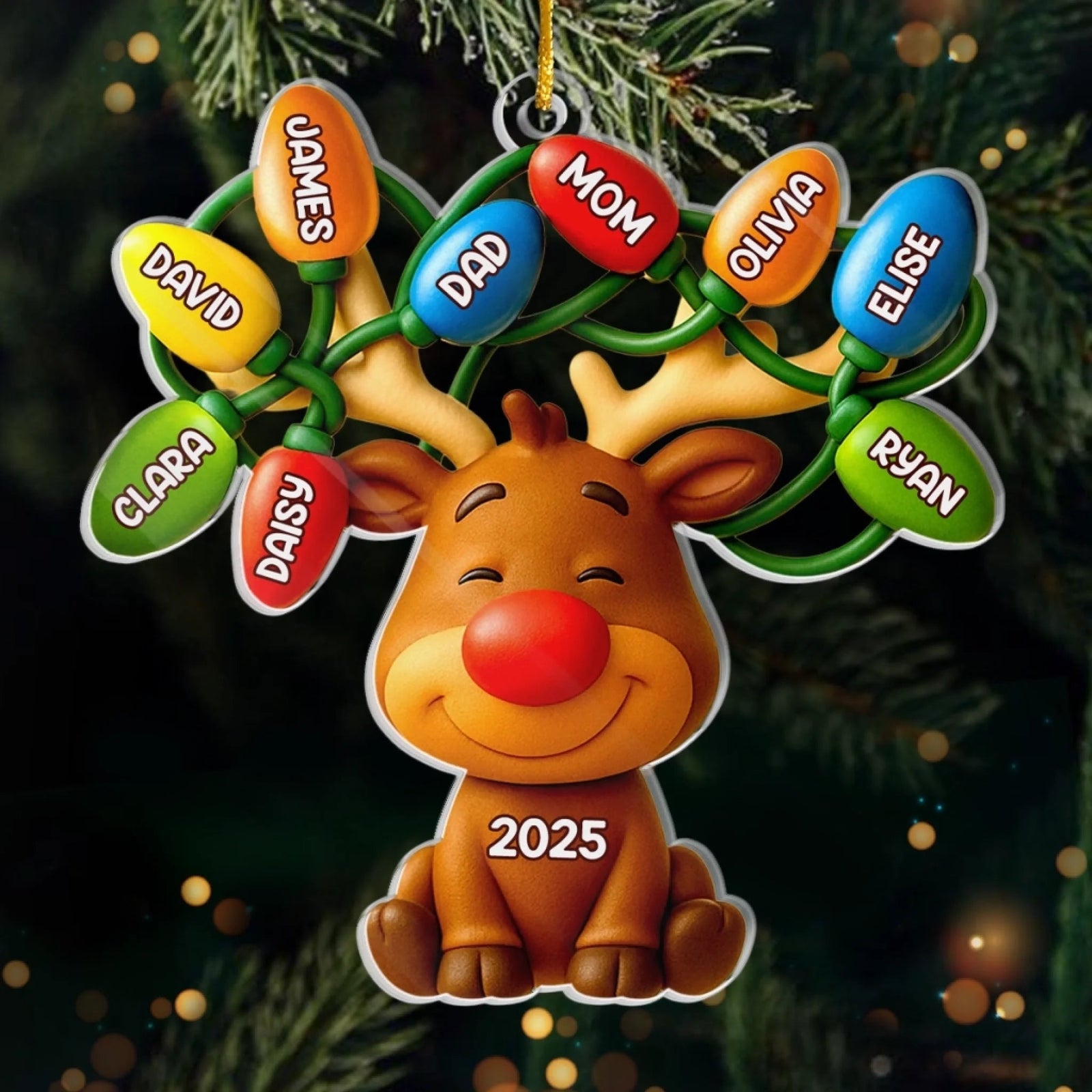 Our Reindeer Crew Personalized Christmas Acrylic Ornament Gifts For Mom, Dad, Kids