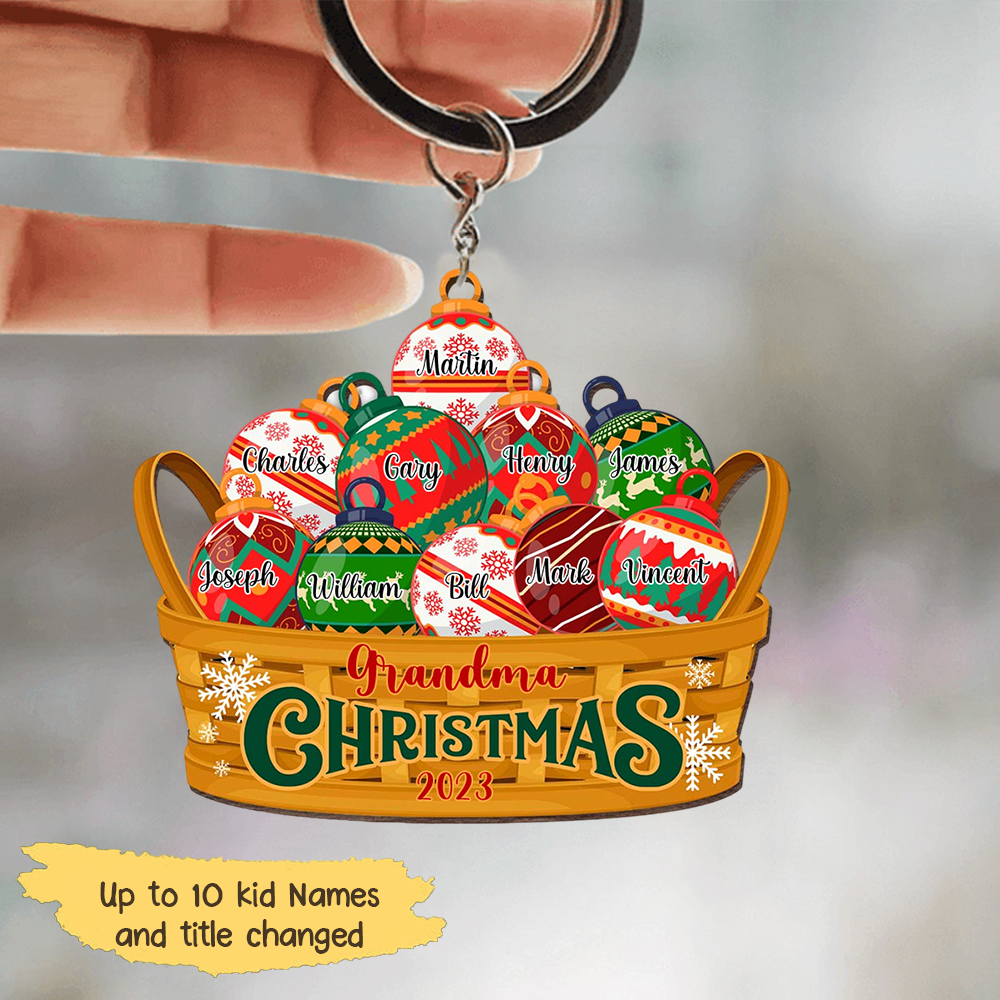 Gift For Grandma Christmas Ornament Basket Acrylic  Keychain