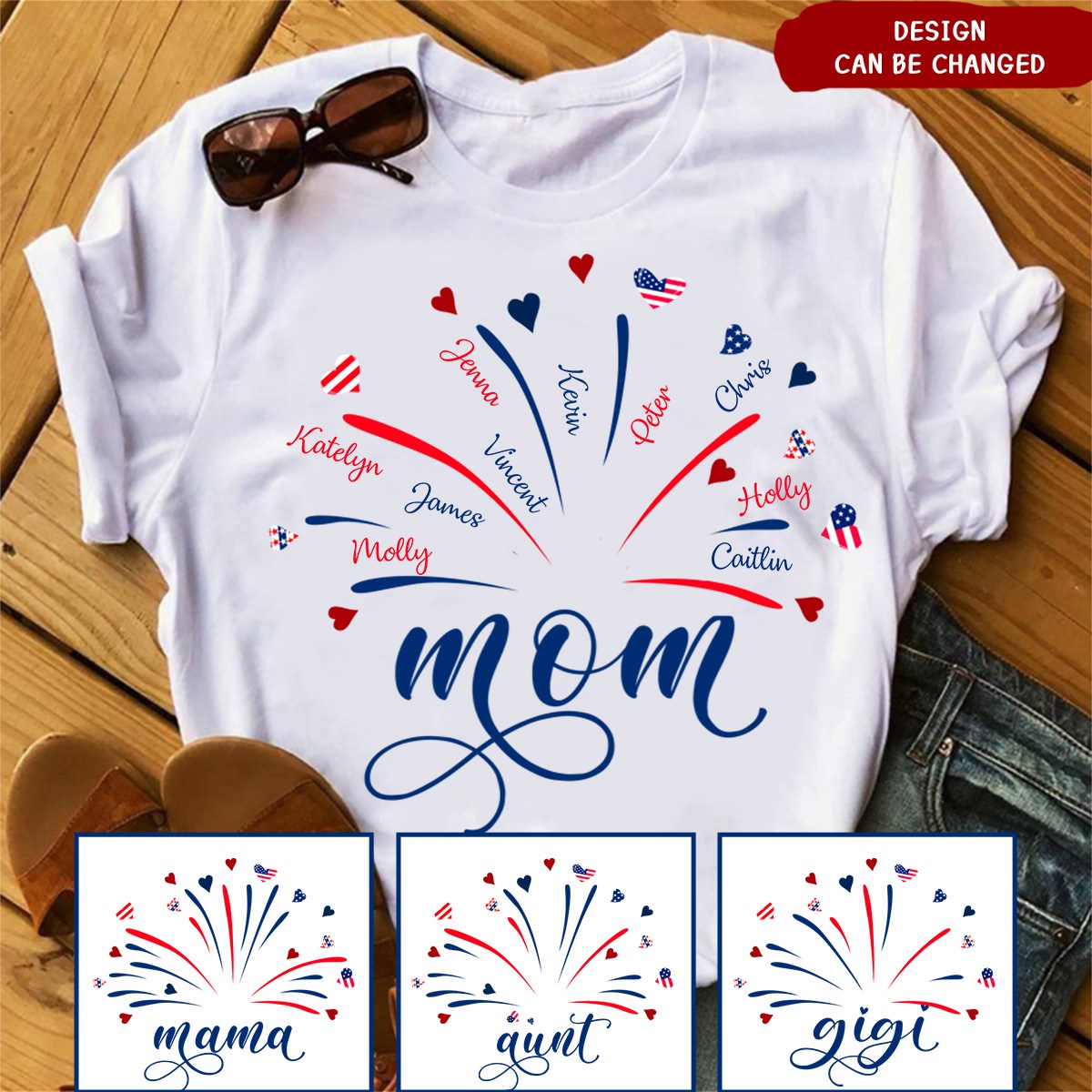 Personalized Firework Grandma And Kids Pure Cotton T-Shirt
