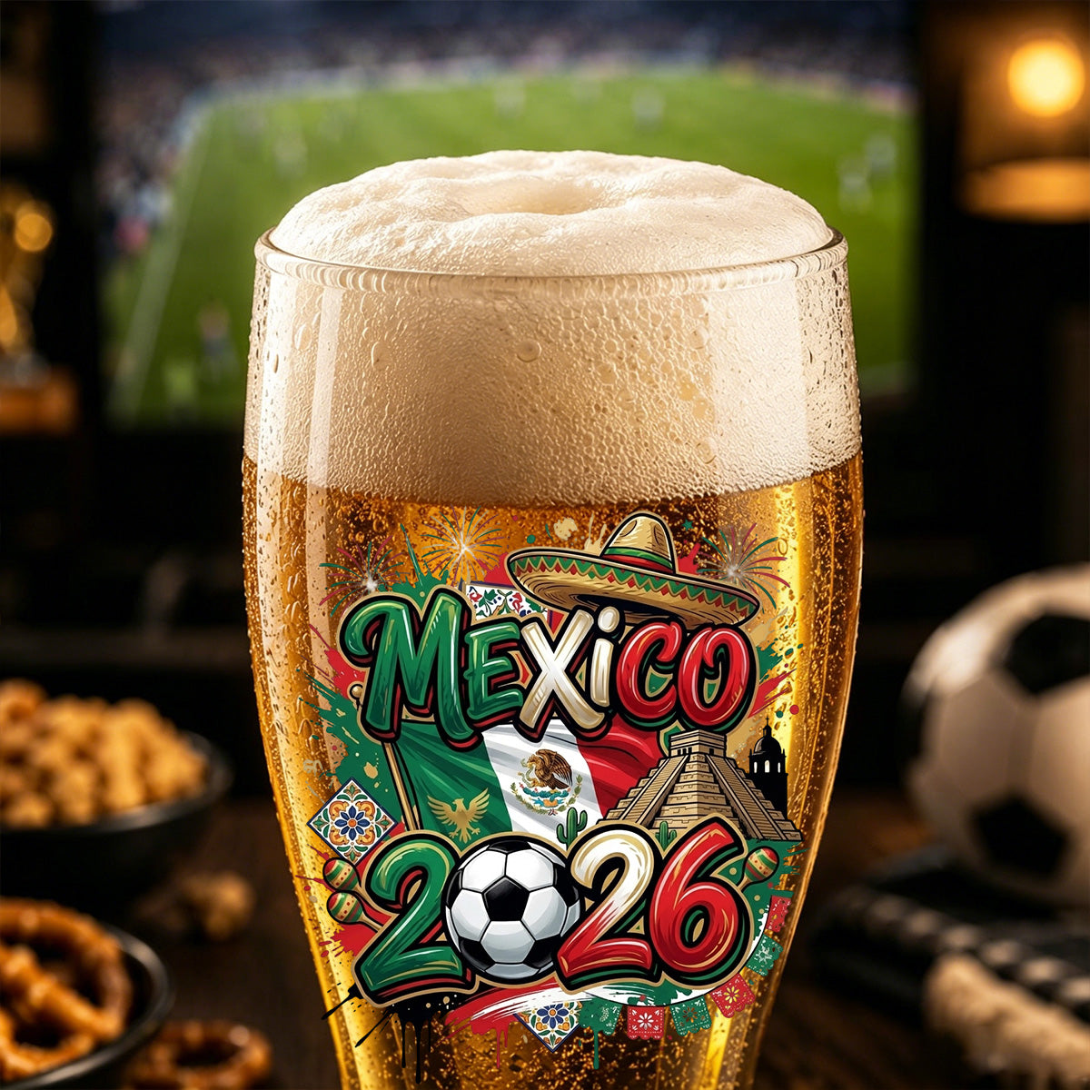 Personalized 2026 Soccer Country Beer Glass | Perfect For Fan Events & Tailgates