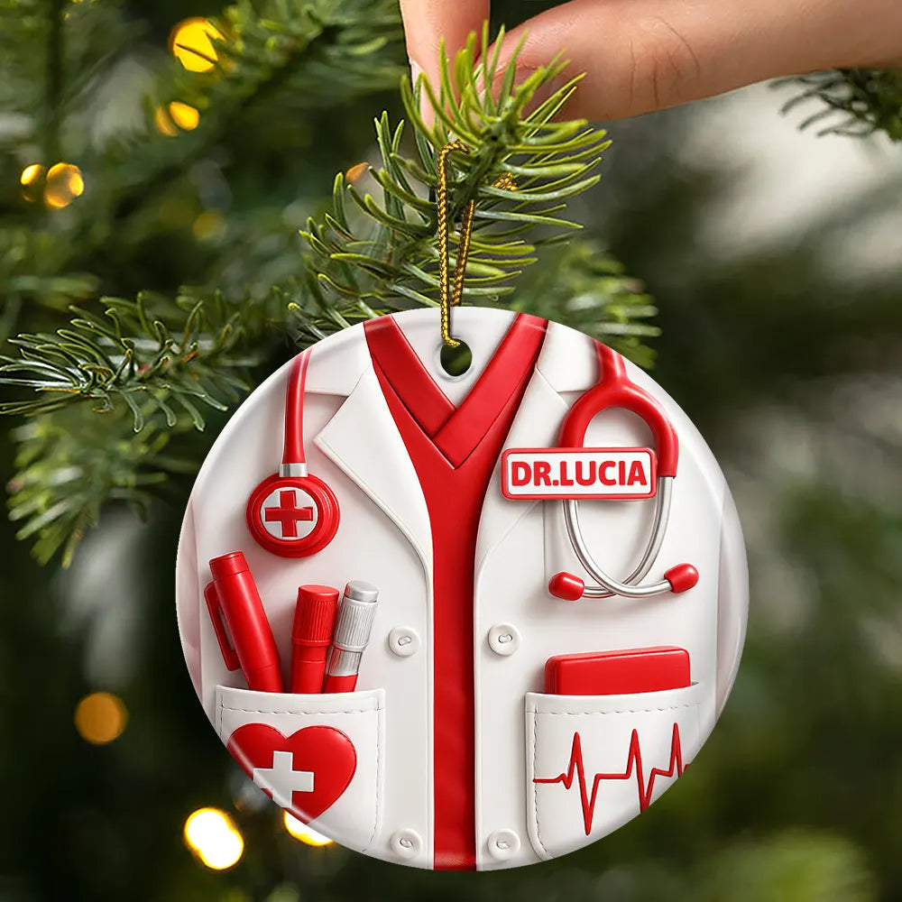 Celebrate A Special Medical Professional - Personalized Circle Ceramic Ornament