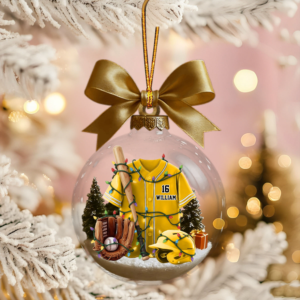 Baseball Life - Personalized Baseball Plain Shirt with Helmet & Gloves Christmas Ornament