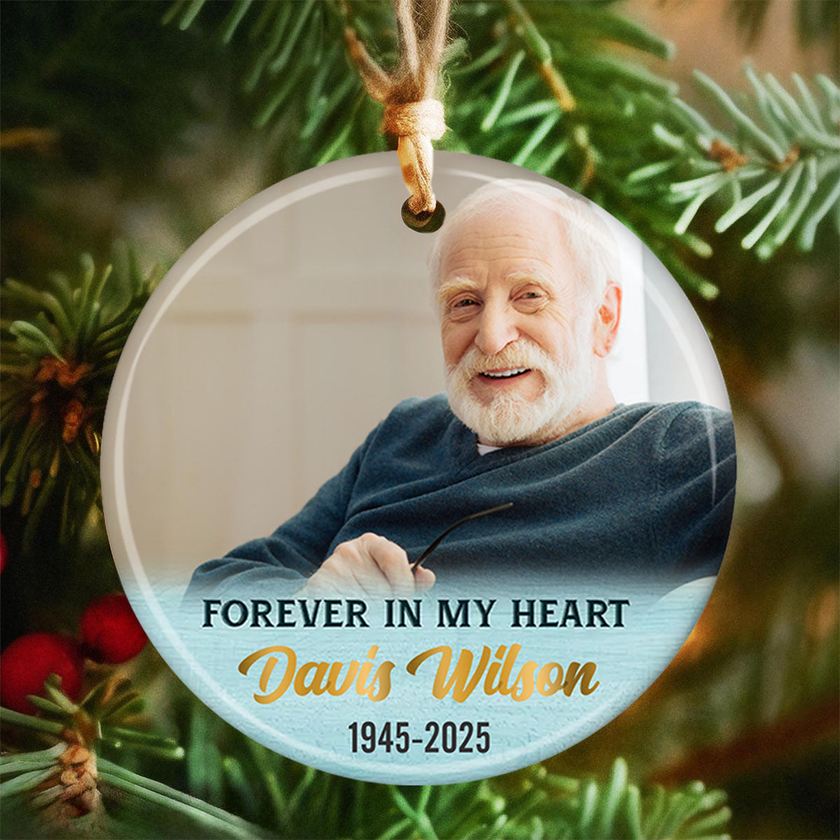 I HAVE AN ANGEL, Gifts For Loss Of Dad Personalized Ceramic Ornament