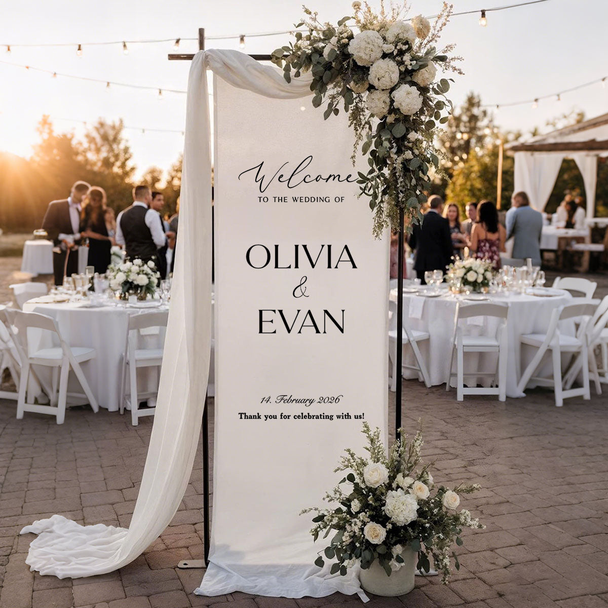 Custom Wedding Welcome Sign | Personalized Fabric Banner for Ceremony or Reception Entrance | Engagement Party Sign