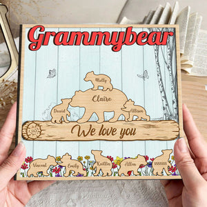 Personalized Grandma Bear 2 Layered Wooden Plaque