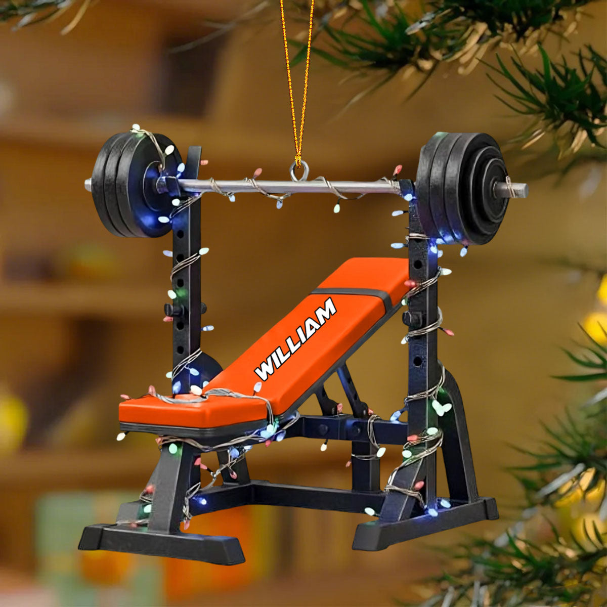 Personalized Weight Bench Christmas Ornament