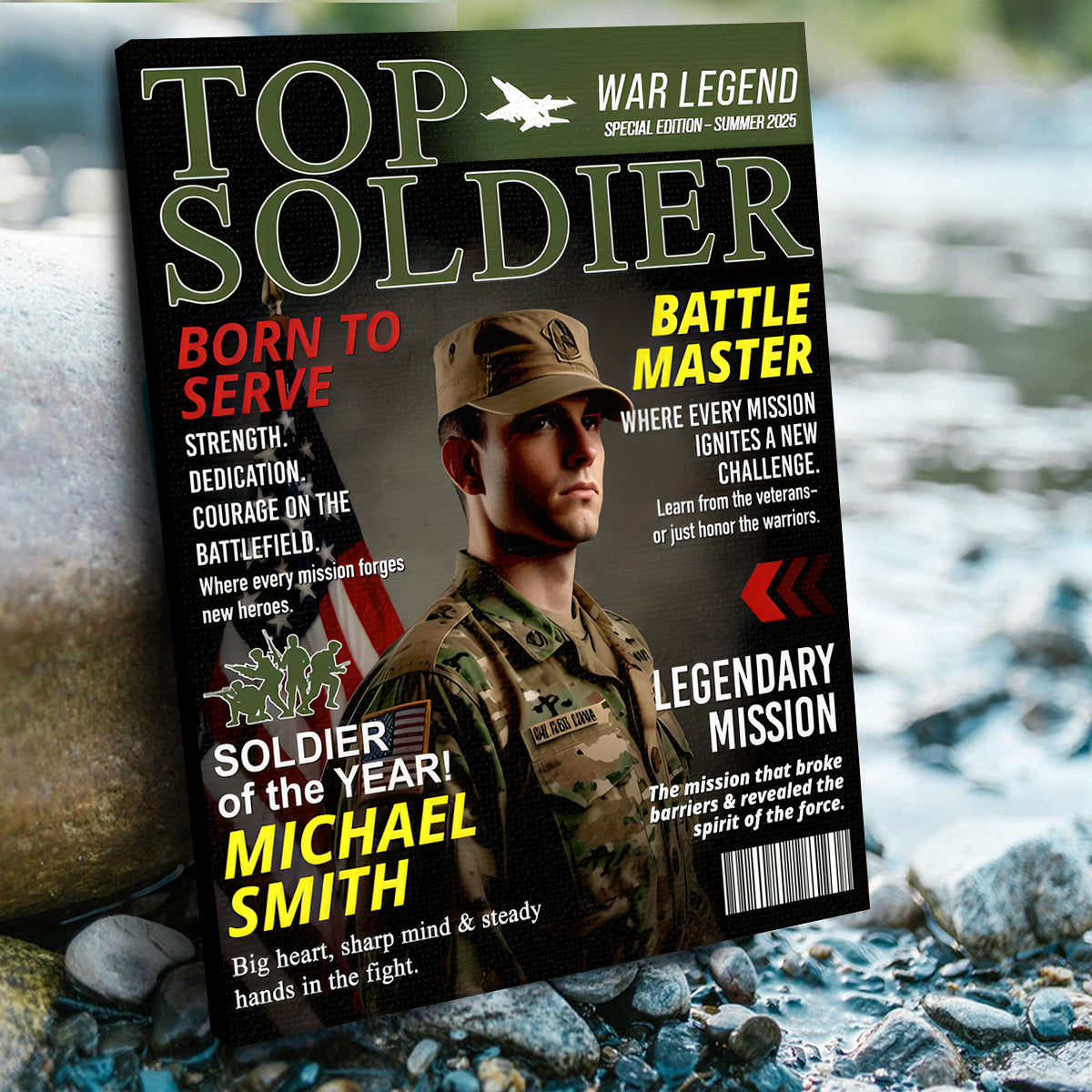 Army Gift Soldier Custom Magazine Cover, Personalized Solider Magazine Cover, Army Retirement Gift for Navy Marine Air Force, Army Gift for Him