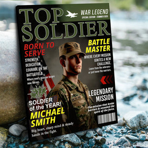 Army Gift Soldier Custom Magazine Cover, Personalized Solider Magazine Cover, Army Retirement Gift for Navy Marine Air Force, Army Gift for Him