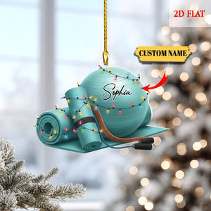Personalized Yoga Mat Acrylic Ornament, Custom Fitness Christmas Decoration