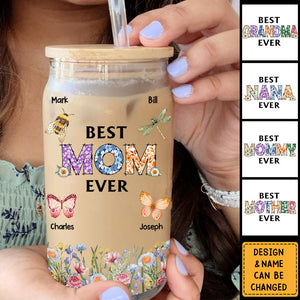 Best Mom Nana Ever - Gift For Mothers, Grandmas - Personalized Clear Glass Can