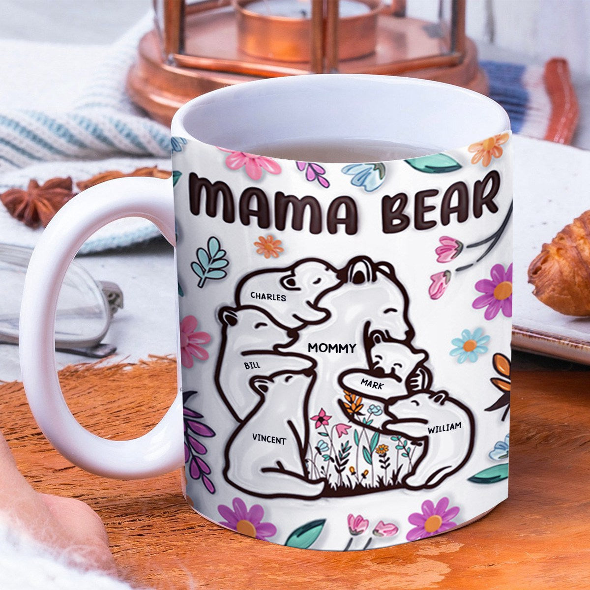 Personalized Mama Bear Floral Style Mug