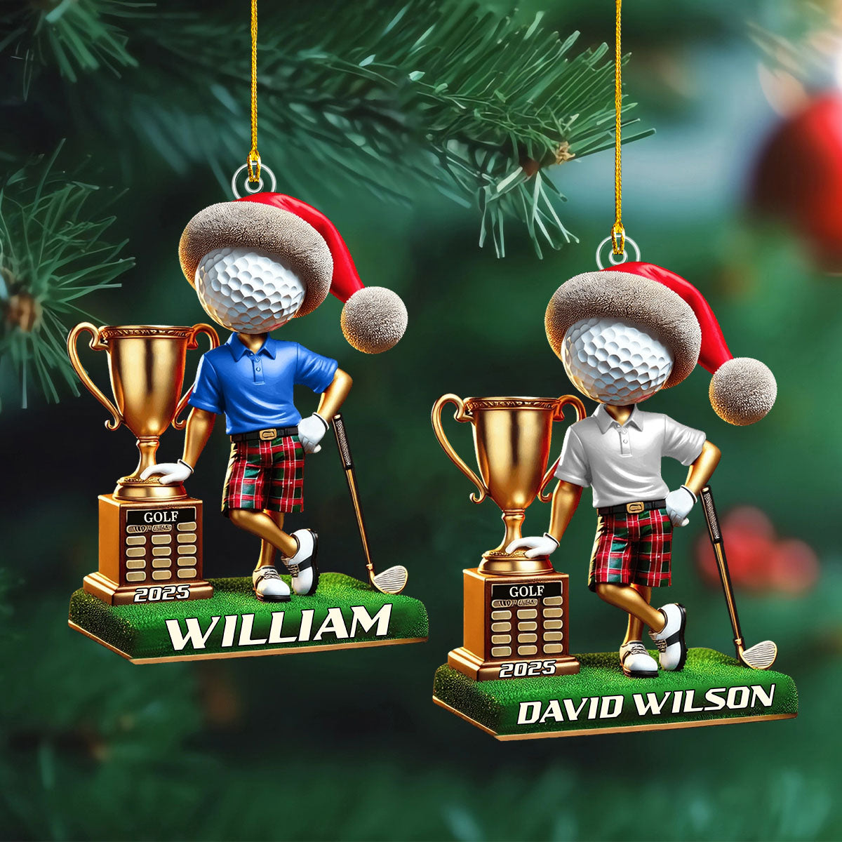 Personalized Name and Year Golf Champion Ornament