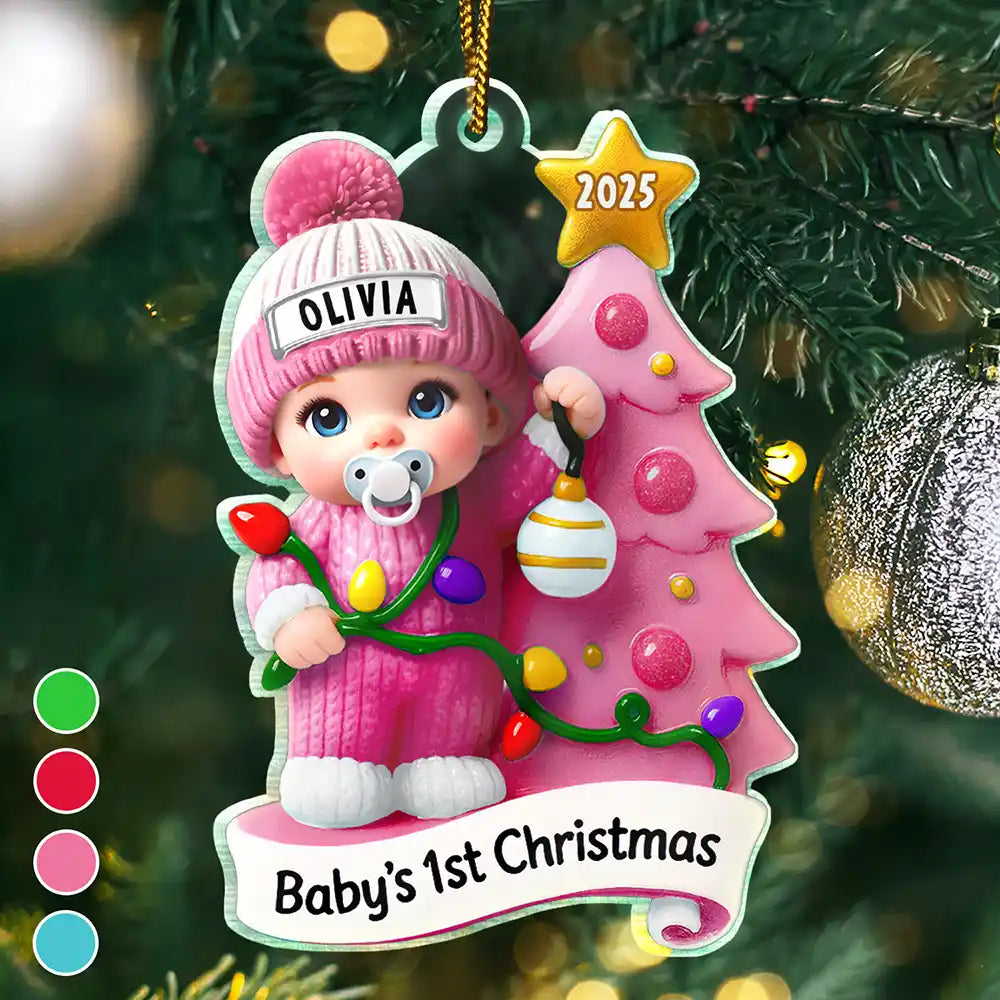 Baby First Christmas Keepsakes For Newborn - Personalized Acrylic Ornament