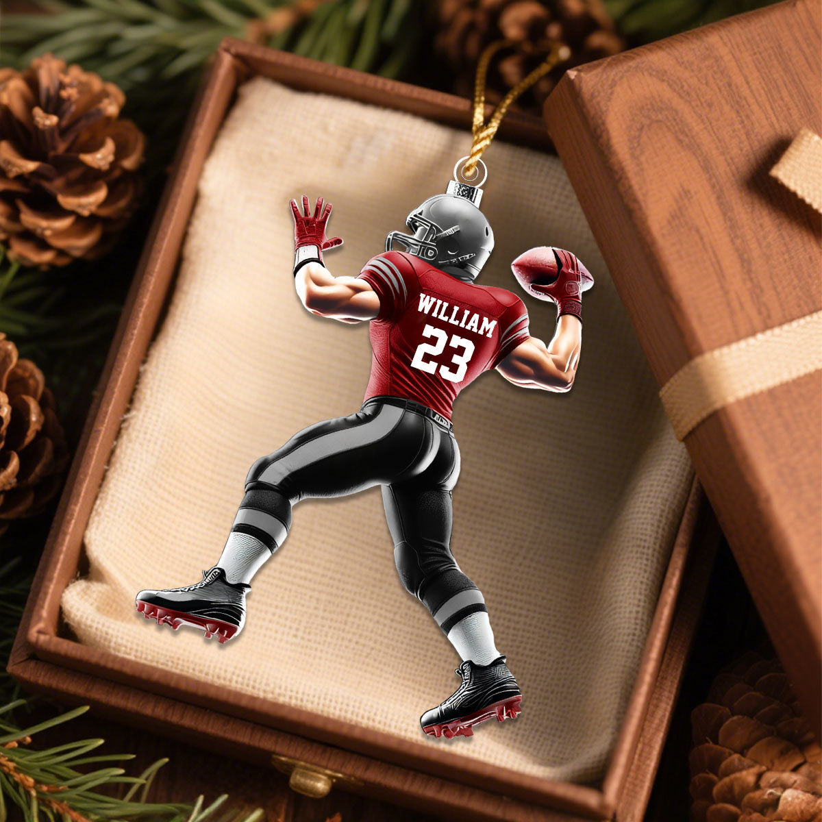 Custom Name and Number Rugby Football Ornament, Christmas Gift for Rugby Football Lover