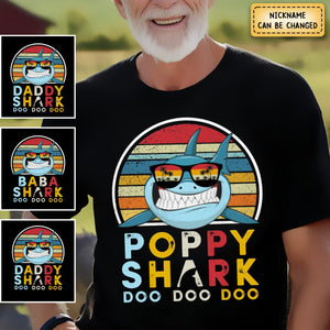 Personalized Vintage Daddy shark doo doo doo Pure Cotton T-Shirt