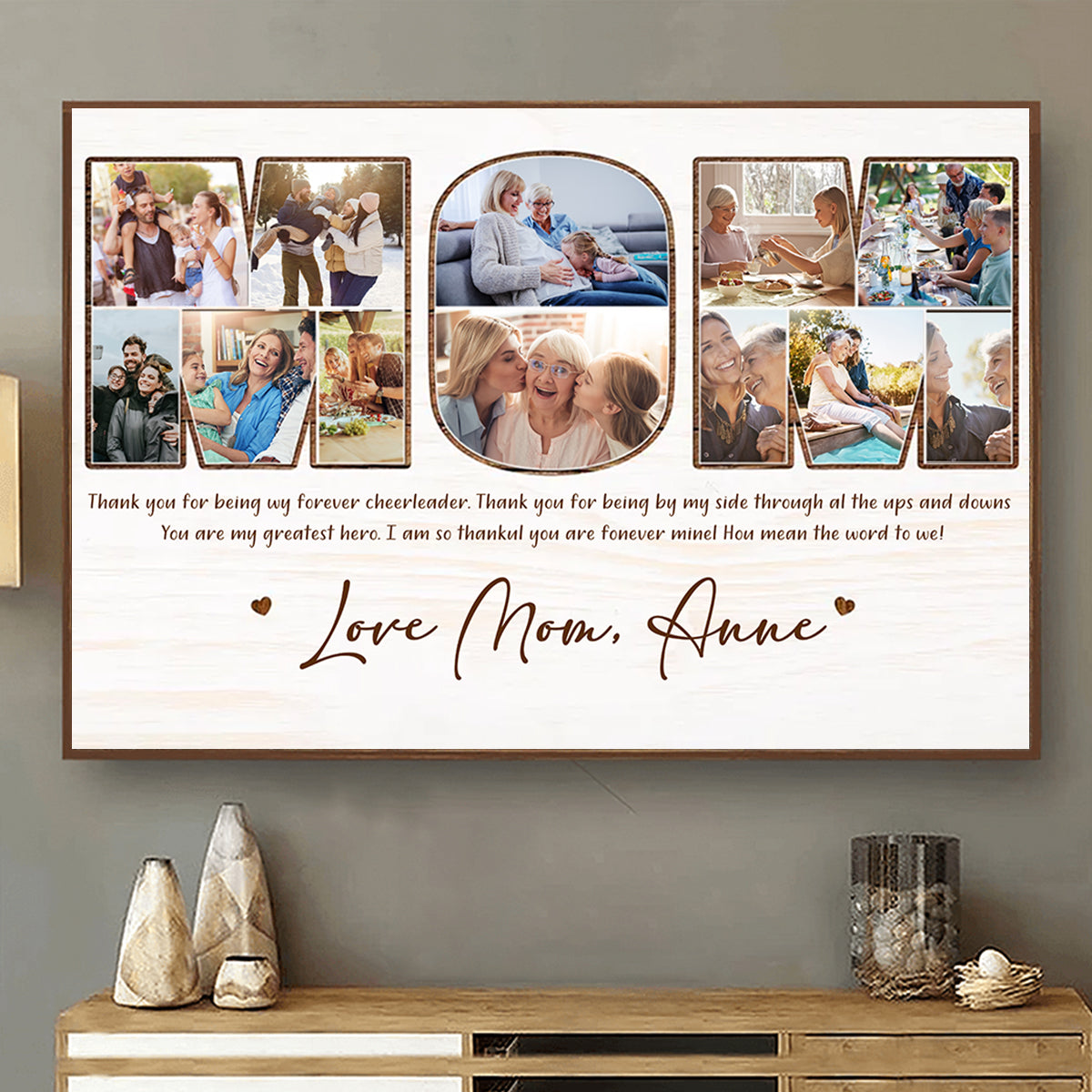 Happy Mother's Day! Personalized Mom Photo Canvas, Custom Photo Collage Wall Art