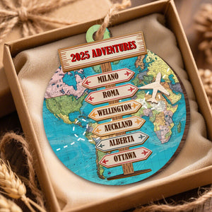 Destination Of All Year - Adventure Travel Personalized Wooden Ornament