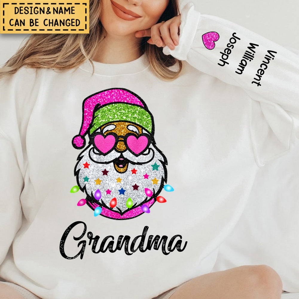 Cute Christmas Santa With Sunglasses Nana Mom Claus Personalized Sweatshirt