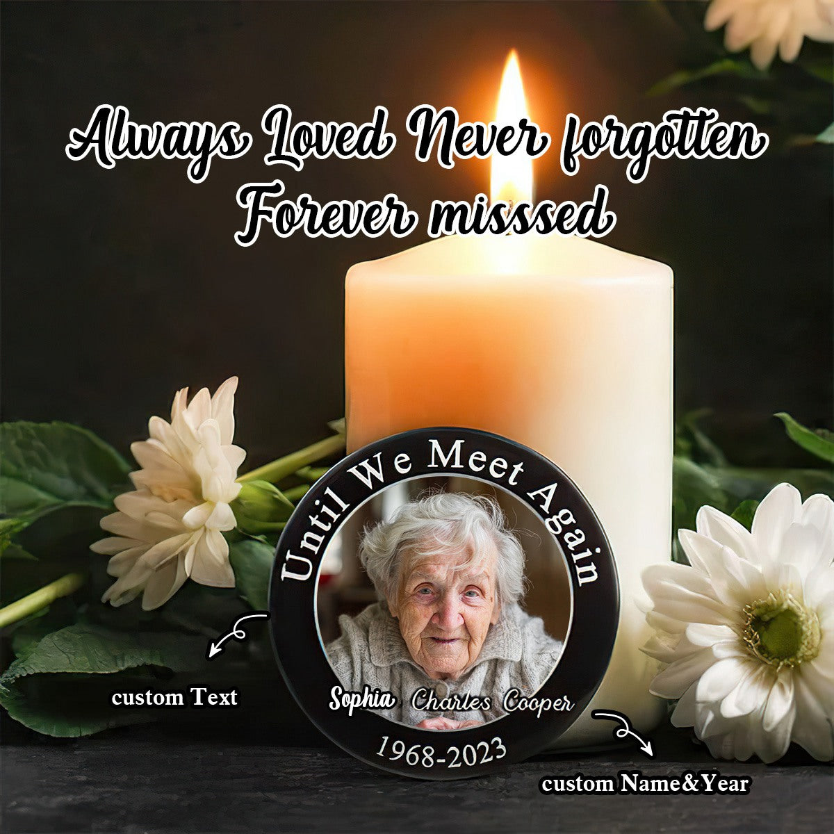 Personalized Memorial Photo Button Pin Gift for Loss of Loved One