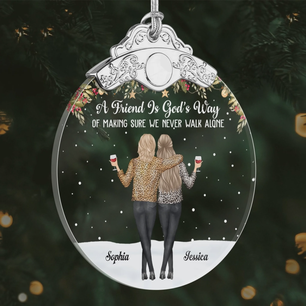 Custom Glass Ornament - Personalized Christmas Best Friend Birthday Gifts For Women, Besties, Sisters, BFF - Friends Make Life More Beautiful