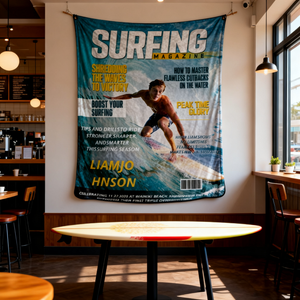 Personalized Surfing Magazine Cover Blanket  Unique Gifts For Surfing Lover