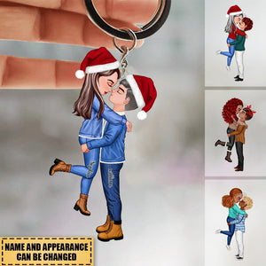 Winter Christmas Couple Personalized Acrylic Keychain
