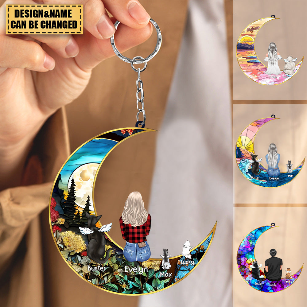 Custom Personalized Memorial Pet Suncatcher Circle Acrylic Keychain