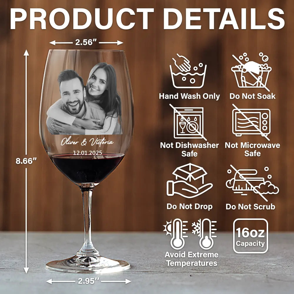 Custom Photo Couples Anniversary - Forever Toasting, Personalized Wine Glass