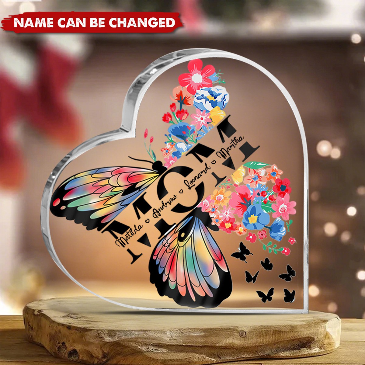 Mom We Love You - Personalized Heart Shaped Acrylic Plaque