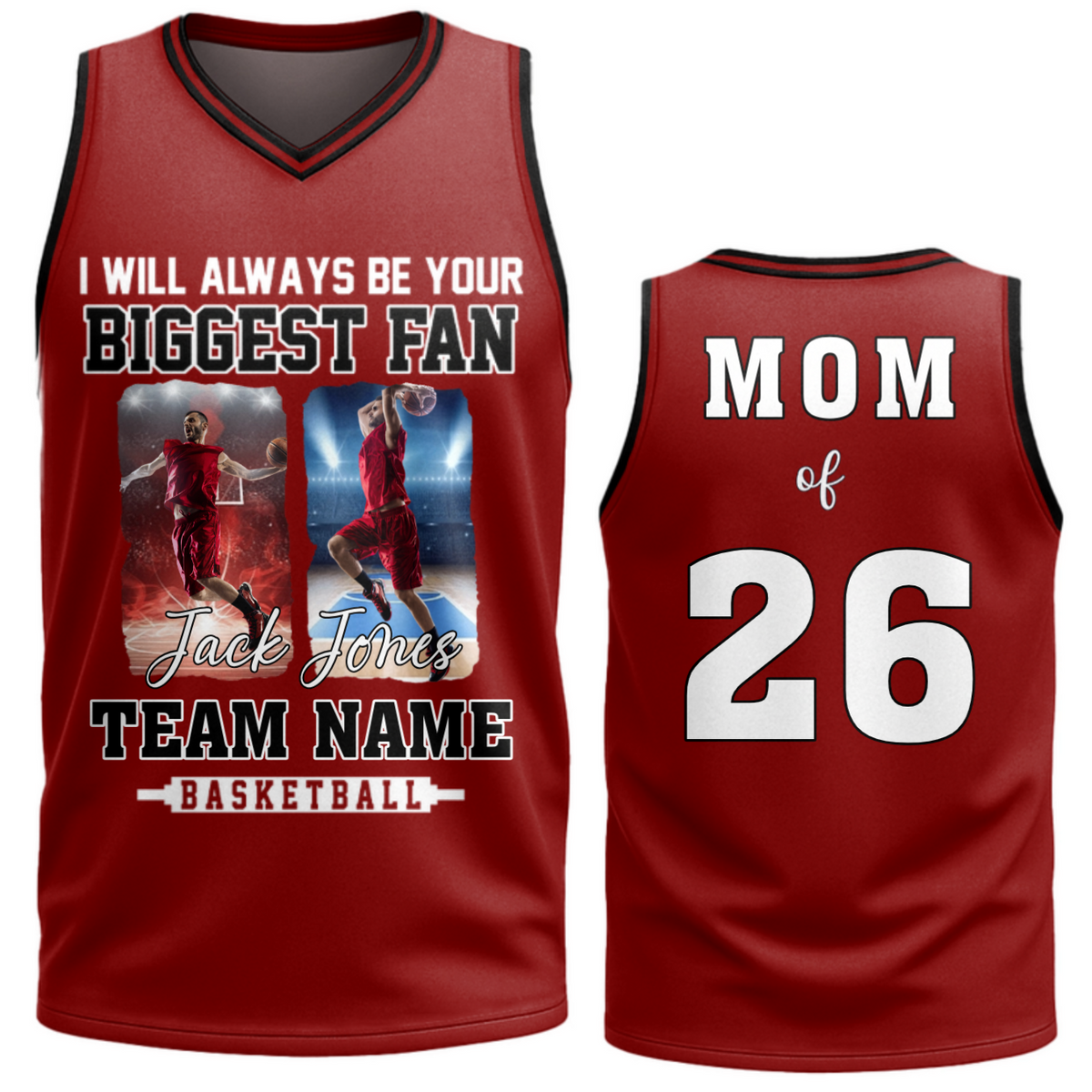 I Will Always Be Your Biggest Fan - Personalized Custom Photo Basketball Jersey Shirt For Basketball Family Game Day