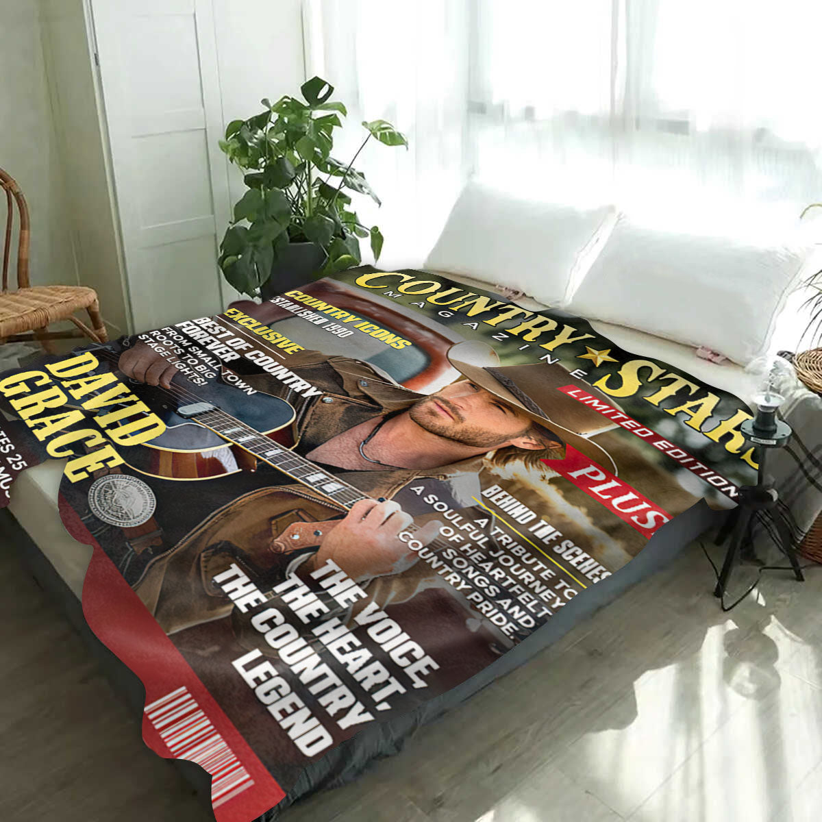Personalized Country Stars Magazine Blanket, Custom Country Stars Photo Canvas, Cool Gift For Music Lover