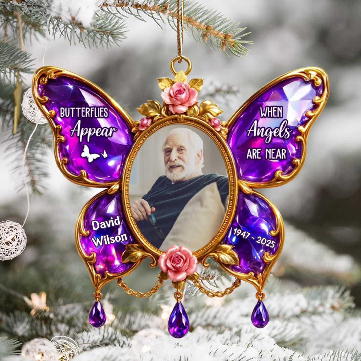 Butterflies Appear When Angels Are Near Memorial Personalized Acrylic Ornament