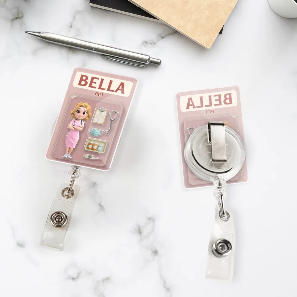 Personalized Cartoon Character Acrylic Badge Reel Gift For Nurses and Healthcare Workers