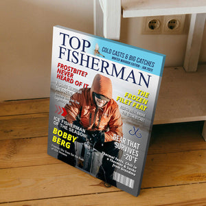 Personalized Ice Fishing Magazine Cover  Fishing Gifts for Men, Fishing Gifts for Him, Fishing Lover Gift