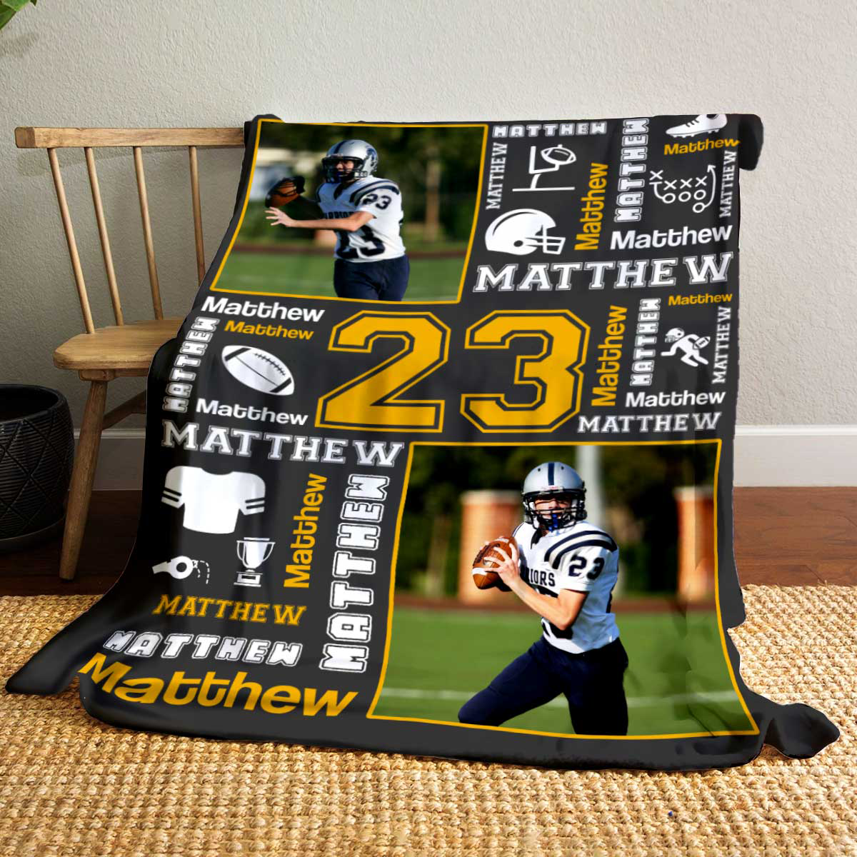 Football Name Blanket Personalized With Photo Senior Football Player Gifts For Him