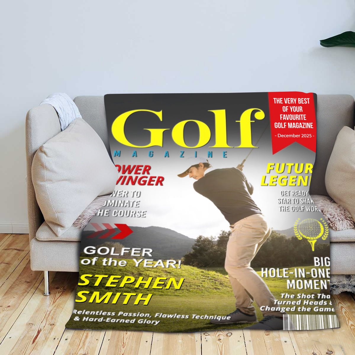 Personalized Custom Golf Magazine Cover Blanket, Golf Gift, Unique Gift for Golf Lovers, Gifts for Golf Coach