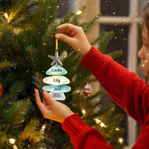 Beach Stones Family Christmas Tree - Personalized Ornament