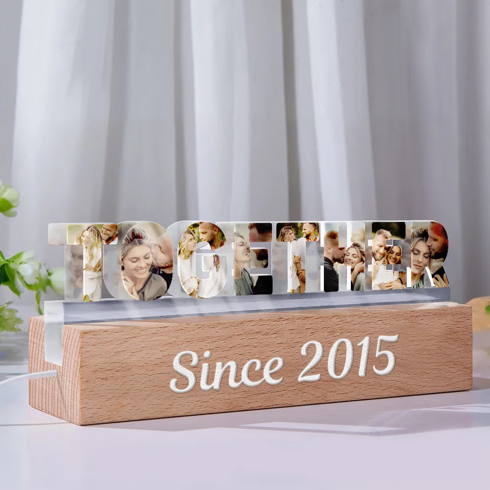 Custom Photo Together Since Year Couple Anniversary - Personalized Custom Shaped LED Light