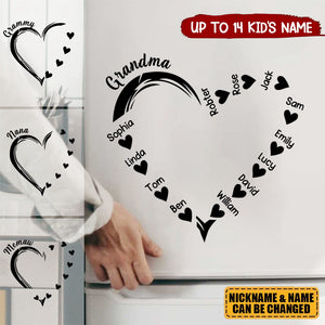 Personalized Grandma and Grandkids,Grandma Heart Decal