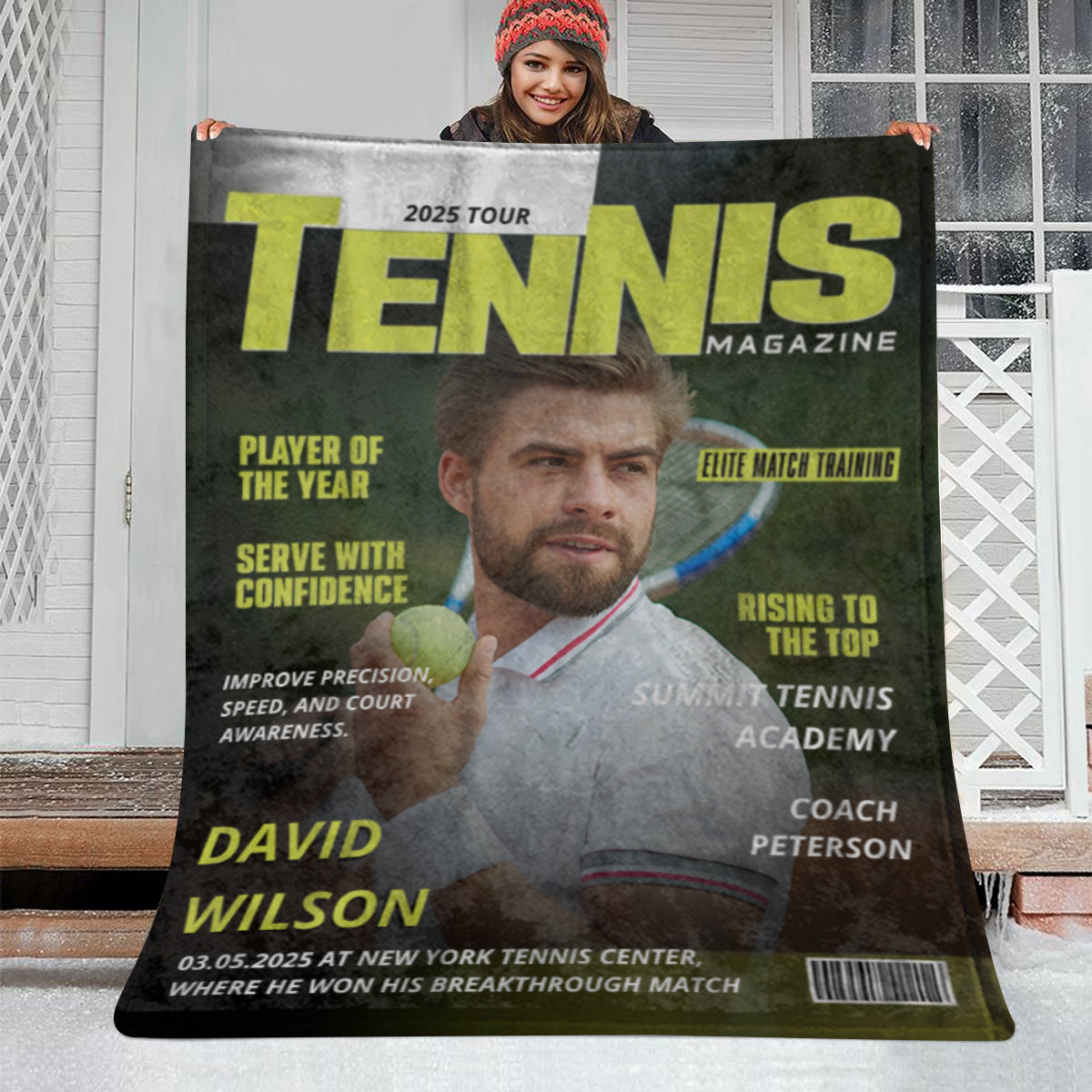 Personalized Tennis Magazine Cover Blanket,--Tennis Player Gift, Unique Gifts For Tennis Player, Tennis Lover Gifts, Tennis Gifts