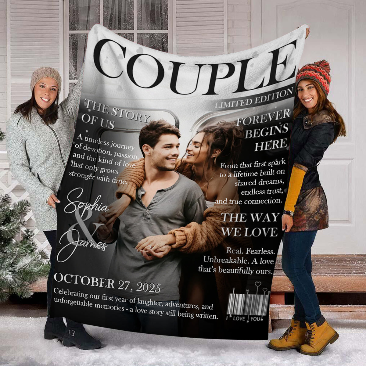 Personalized Couple Magazine Cover Blanket, Romantic Couple Gift, Wedding Gift