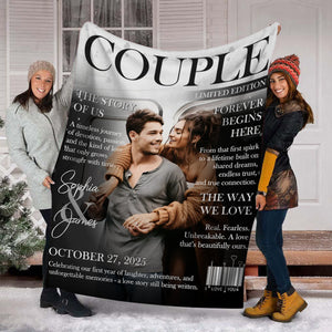 Personalized Couple Magazine Cover Blanket, Romantic Couple Gift, Wedding Gift