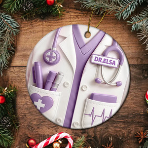 Celebrate A Special Medical Professional - Personalized Circle Ceramic Ornament
