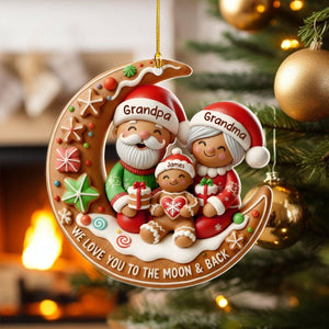 Love You To The Moon Grandparent Grandchild Family Personalized Christmas Ornament