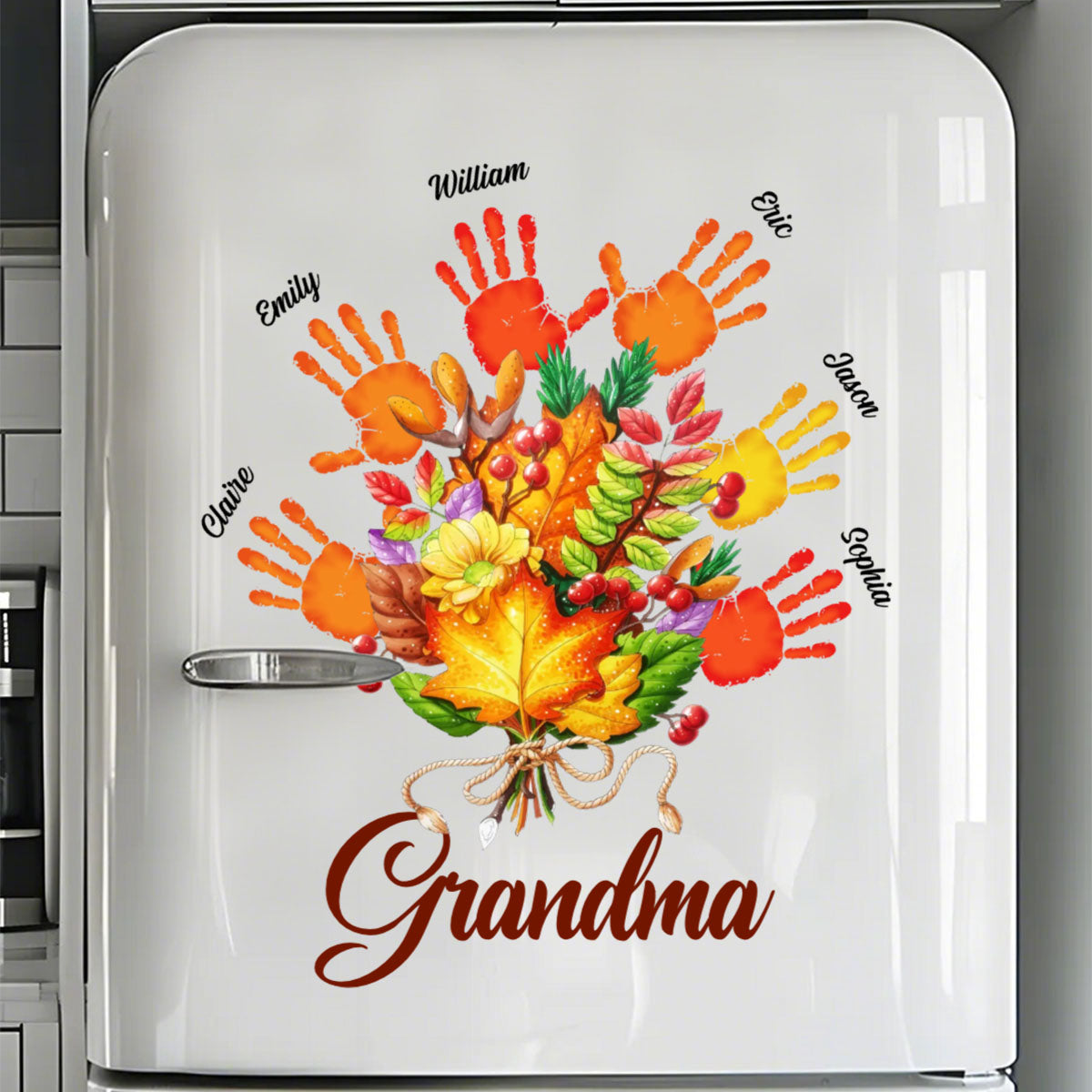 Personalized Gift For Grandma Fall Leaves Decal