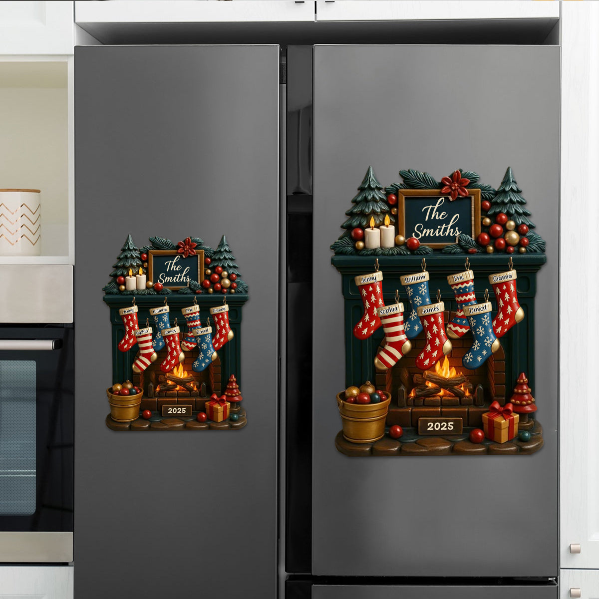 To My Beloved Family This Christmas, Personalized Fireplace And Christmas Stockings Decal